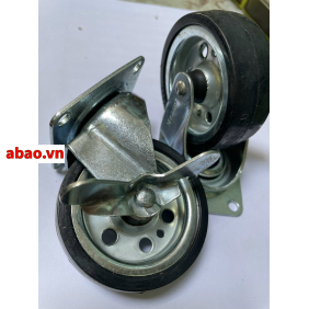 Bánh xe nhựa đen Đứng và Khóa