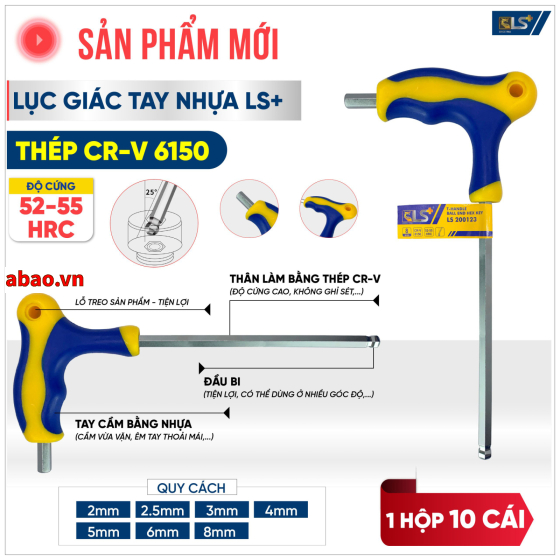 Lục giác chữ T tay nhựa 5mm 6mm LS+