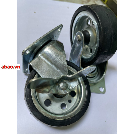 Bánh xe nhựa đen Đứng và Khóa
